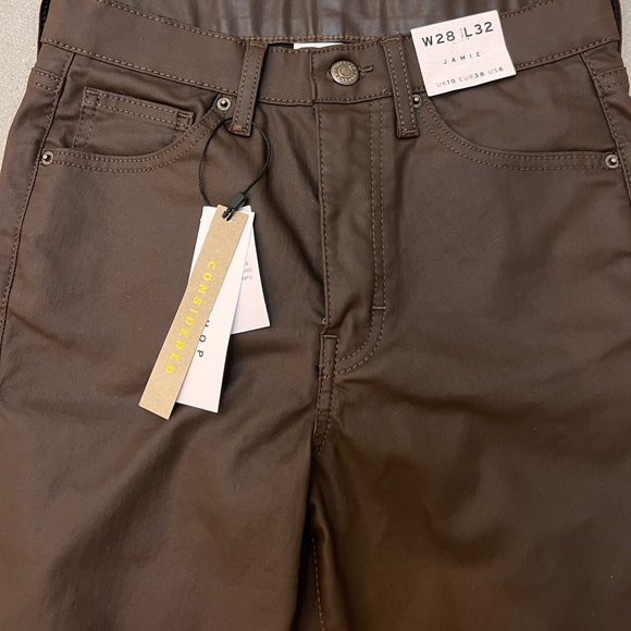 NWT- Topshop Jamie Jeans in Coated Brown - Picture 4 of 6